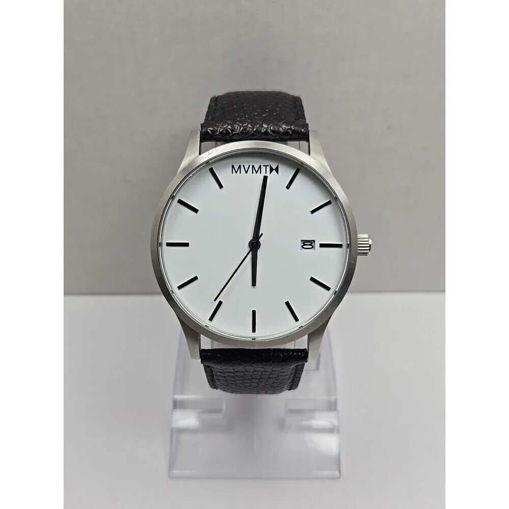 MVMT Classic Minimalist 45mm Date Watch Silver Tone White Dial New Battery 3ATM